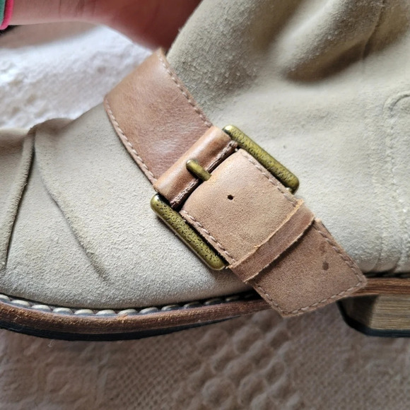 Modern Vintage Slouched Over the Ankle Zip up Belted Stacked Heel Boots - Picture 6 of 13